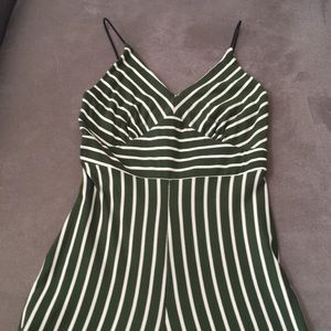 Green striped culottes jumpsuit